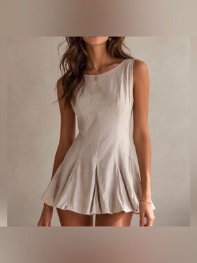 Abercrombie & Fitch Pleated Linen Mini Dress | XL